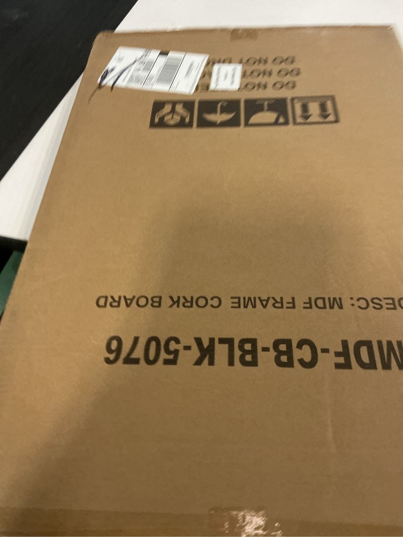 Condition photo showing New/Like New for Cork Board Bulletin Board, 30" x 20" Corkboard for Wall, Rustic Black Wooden Frame, Decorative Hanging Pin Board for Home Office Room Decor, 10 Push Pins Black Frame 30"x20"