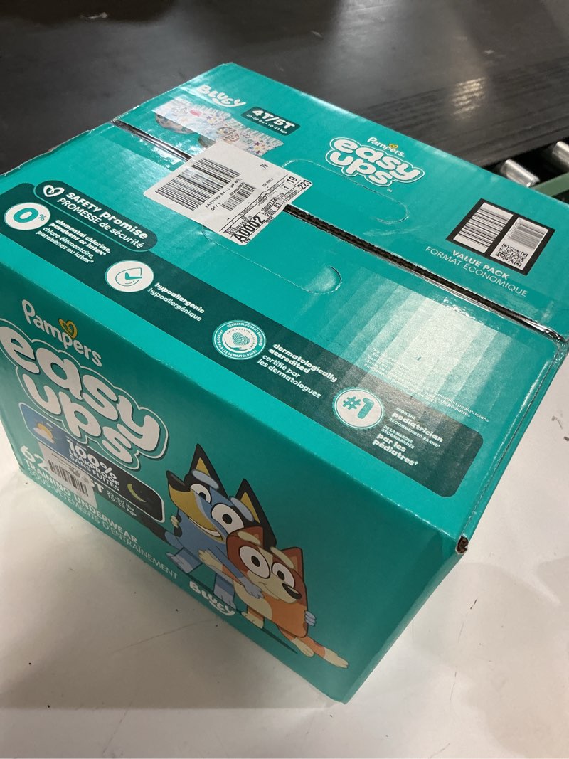 Condition photo showing New/Like New for pampers training pants - easy ups boys & girls bluey - size 4t-5t, 62 count, children's potty underwear (packaging may vary)