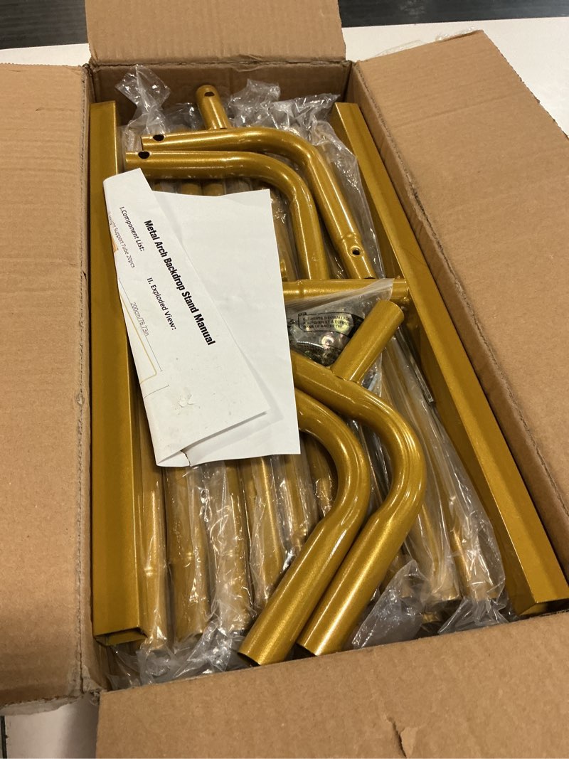 Condition photo showing Good Condition for liacere wedding arch backdrop stand, 6.6x6.6 ft gold wedding arches for ceremony square metal balloon arch stand garden arbor frame for wedding birthday party photo booth background decoration