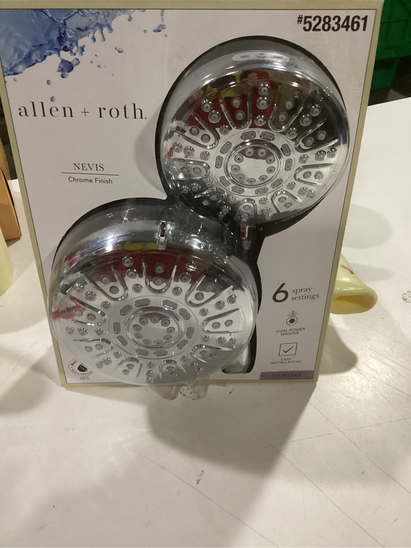 Condition photo showing As Is for allen + roth Galway 6 -Spray Chrome 5.71-in Round Shower Head with Handheld Combo 1.8