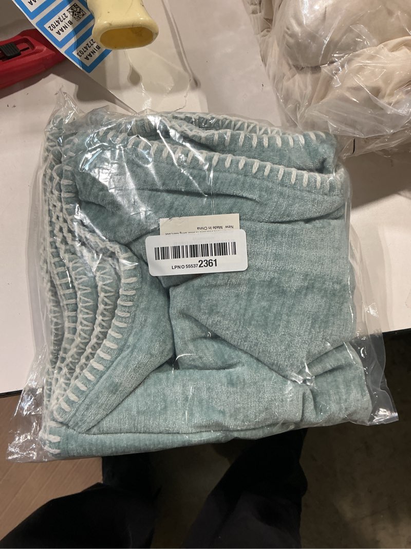 Condition photo showing Good Condition for decorative blue throw pillow covers 18x18 inch, pack of 2 chenille soft pillow covers with stitched edge,farmhouse neutral euro decorative pillows for bed couch sofa home decor living room chenille-blue 18" x 18" (pack of 2)