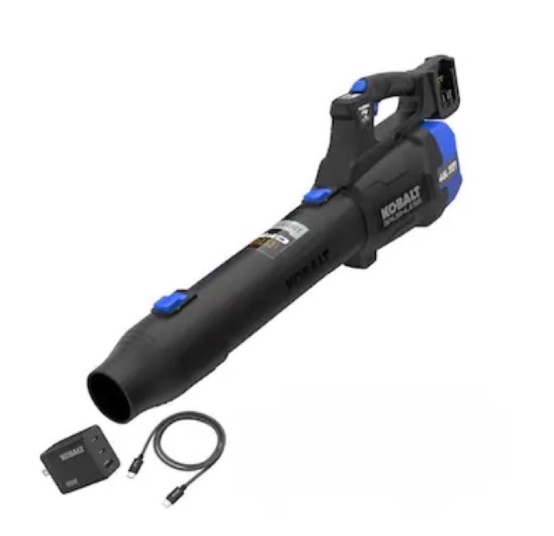 Kobalt 48V MAX (24Vx2) 600 CFM / 150 MPH Handheld Leaf Blower Kit, (2) 4.0Ah Batteries and Charger Included (missing parts)
