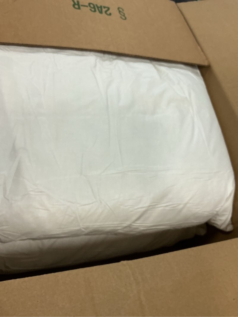 Condition photo showing As Is for MIULEE 22x22 Pillow Inserts,Set of 2 Down Feather Throw Pillows for Couch Sofa Bed, Decorative Fluffy Throw Pillow Inserts Cotton Fabric,White 2 22x22 Inch