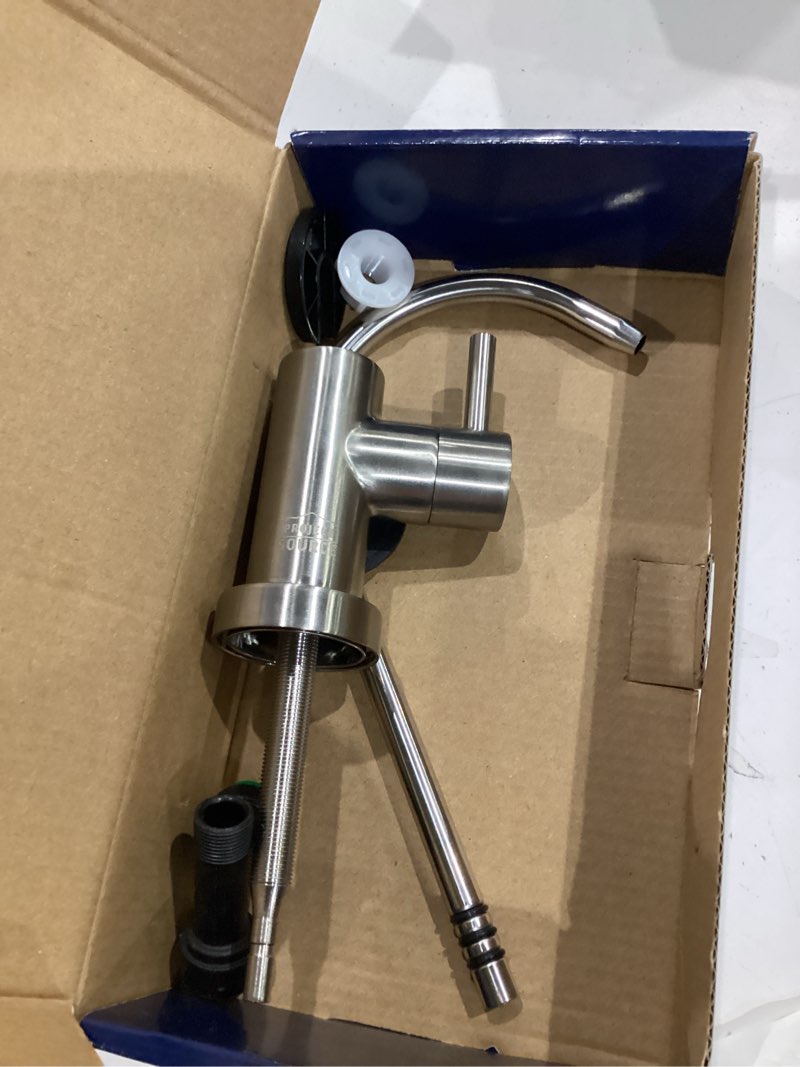 Condition photo showing As Is for project source stainless steel deck-mount cold water dispenser