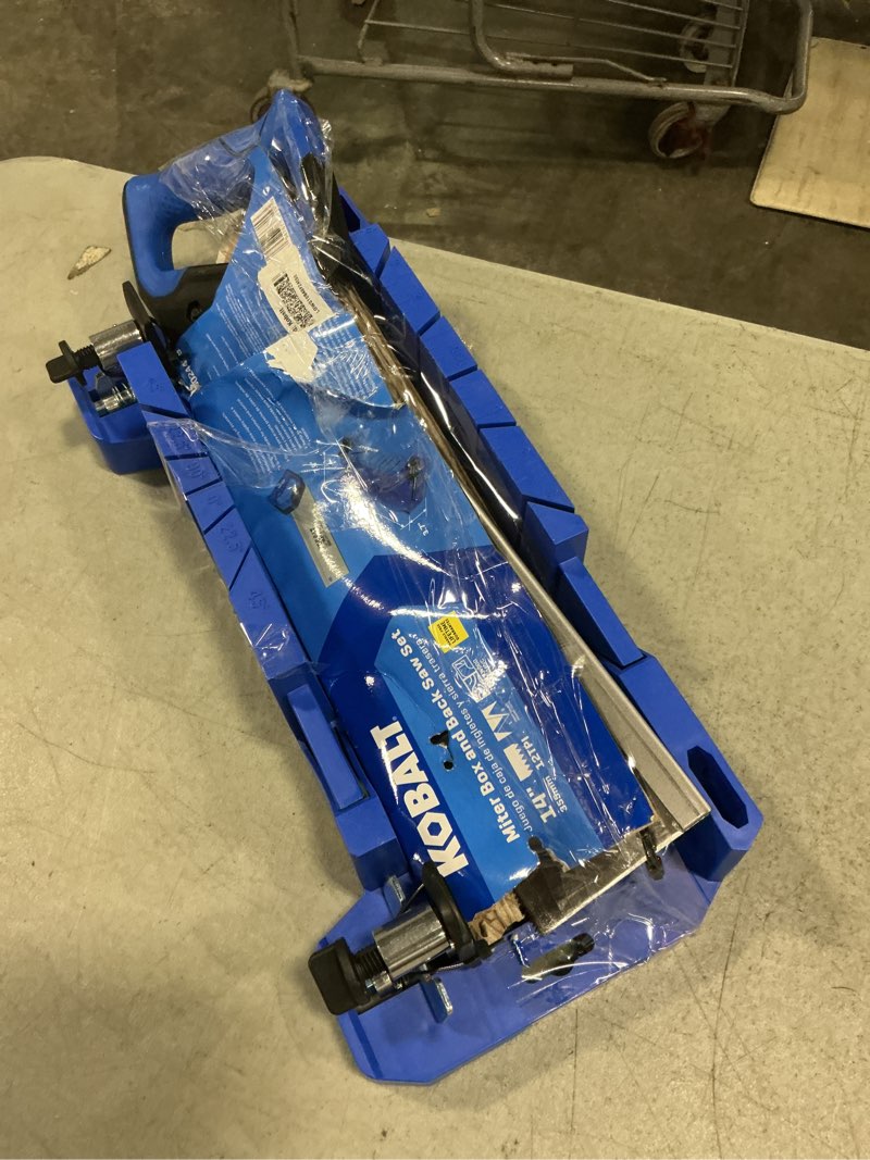Condition photo showing As Is for kobalt with miter box 14-in fine finish cut back saw