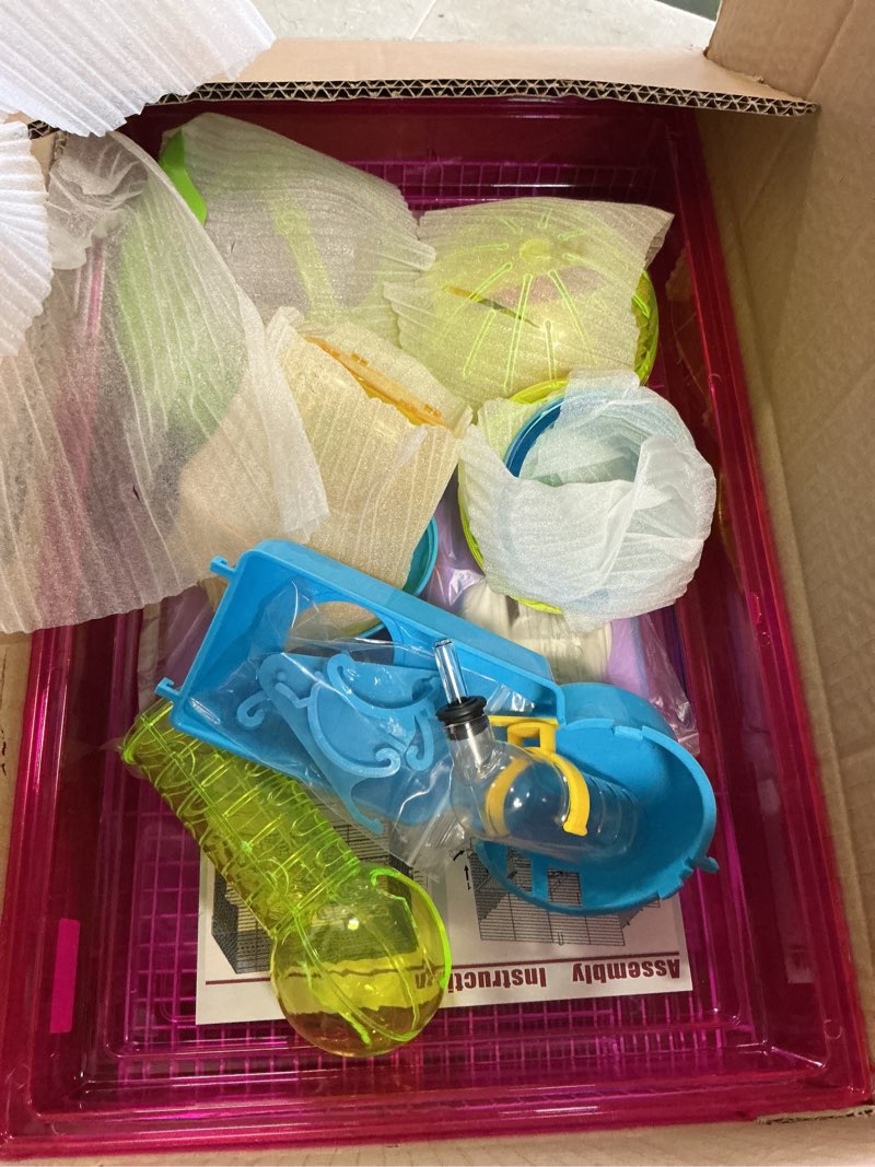 Condition photo showing New/Like New for H1812 Clear Plastic Dwarf Hamster  Mice Cage with Color Accessories  Pink