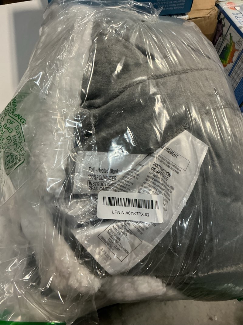 Condition photo showing Good Condition for Electric Heated Blanket 72"x84" Full Size Flannel & Sherpa - 4 Heat Settings & 10H Auto Shut Off for Safe Overnight Use, Fast Heating, Machine Washable for Bed, Couch, Office - Light Gray 02-light Gray Full Size ( 72"x84" )