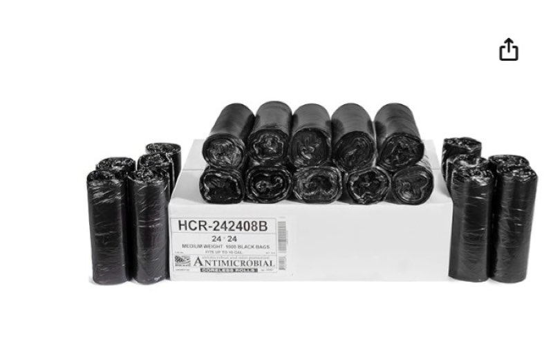 aluf plastics high density trash bags, 10 gallon, 1000 count, 6 micron (eq), 24" x 24", black, for b