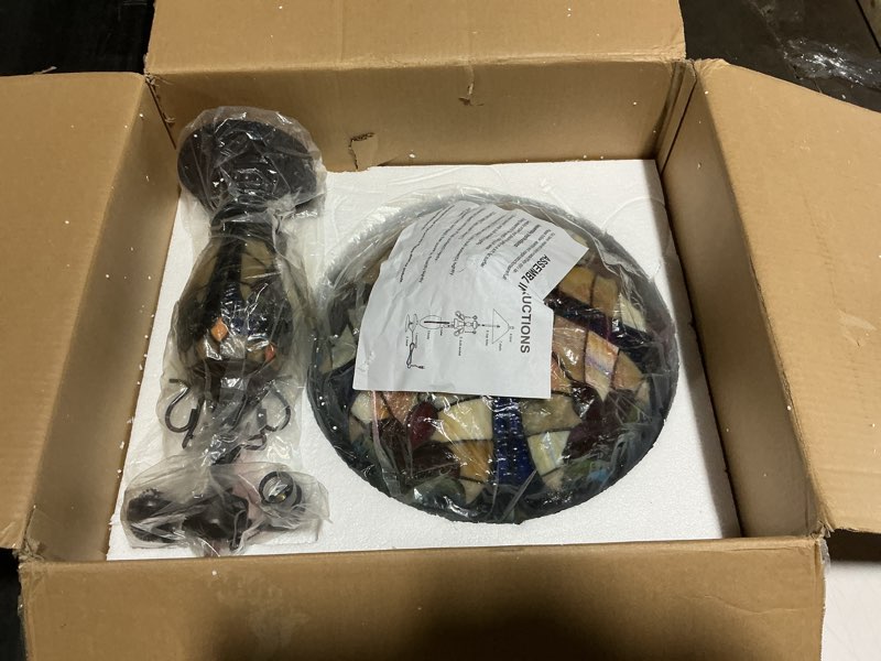 Condition photo showing As Is for tiffany lamp, 24'' tall tiffany table lamp with retro pull switch, 3 led bulbs included, vintage living room bedroom home office bedside reading lamp