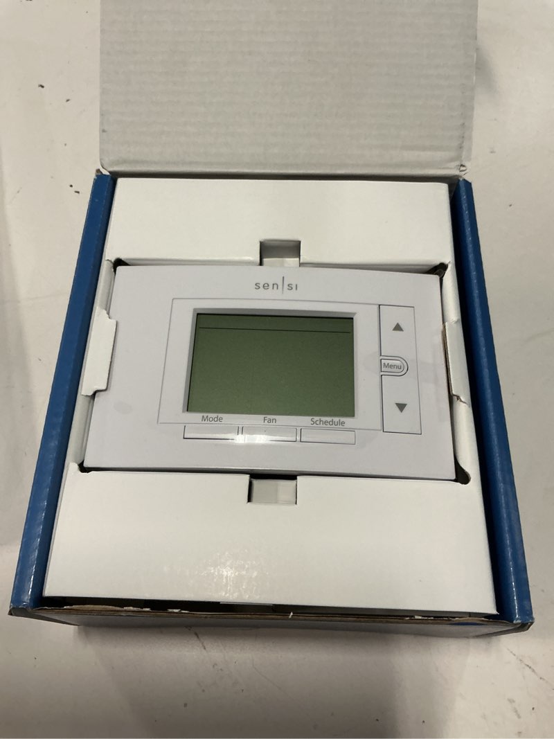 Condition photo showing Good Condition for sensi smart thermostat, 100 years of expertise, wi-fi, data privacy, programmable, easy diy install, works with alexa, energy star certified, mobile app, st55 diy thermostat