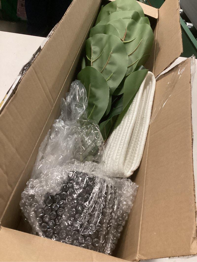 Condition photo showing Good Condition for BESAMENATURE Artificial Fiddle Leaf Fig Tree/Faux Ficus Lyrata for Home Office Decoration, 30.5" Tall, with Cotton Rope Basket White and Brown Basket 1