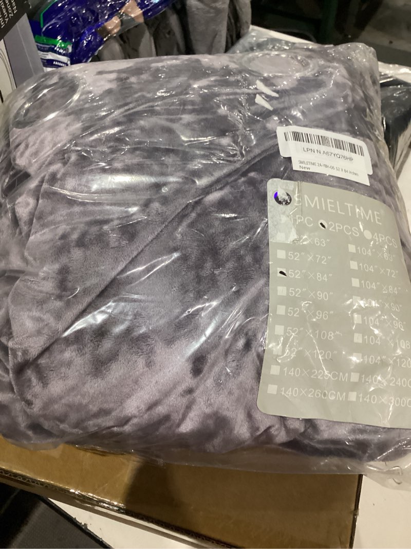 Condition photo showing As Is for SMILETIME Lilac Purple Crushed Velvet Curtains 52x84 inch Luxurious Thermal Insulated Soundproof Drapes for Living Room Bedroom Office Soft and Durable Light-Filtering Window Treatments, 2 Panels 52"W x 84"L (Pack of 2) Lilac Purple