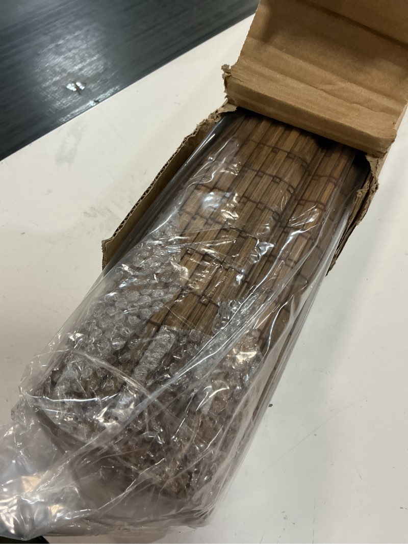 Condition photo showing Good Condition for unishades cordless bamboo roman shades for windows, blinds size (30.5" w ×64" h) colour (highfield teak) ?room darkening?highfield teak 30.5" w × 64" h