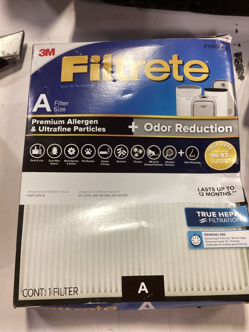 3M Filtrete TRUE HEPA Air Purifier FILTER 1150096 Size A Allergen Odor Defense