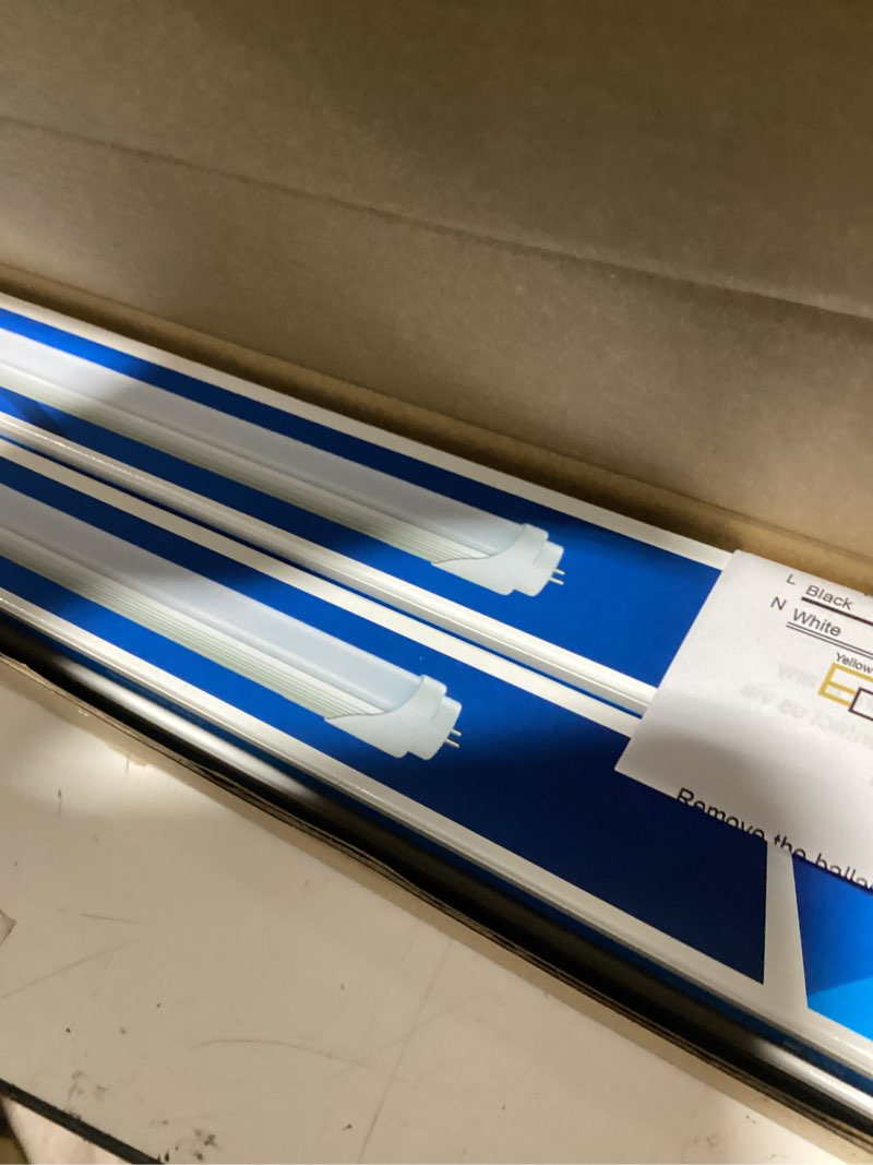 Condition photo showing As Is for lightingwill led t8 light tube 2ft, natural white 4000k, dual-end powered ballast bypass, 1000lumens 10w (24w fluorescent equivalent), frosted cover, ac85-265v lighting tube fixtures, 4 pack natural white 2 feet