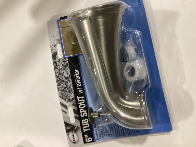 Condition photo showing As Is for danco brushed nickel tub spout