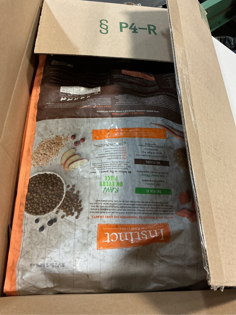 Condition photo showing New/Like New for instinct be natural, natural dry dog food, raw coated kibble - real salmon & brown rice, 24 lb. bag salmon 24 pound (pack of 1)