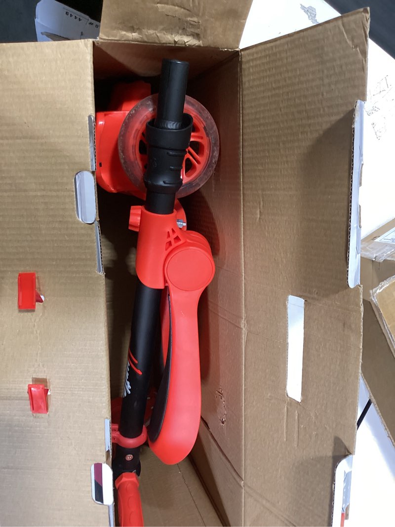 Condition photo showing Good Condition for hurtle 3-wheeled scooter for kids - wheel led lights, adjustable lean-to-steer handlebar, and foldable seat - sit or stand ride with brake for boys and girls ages 1-14 years old red