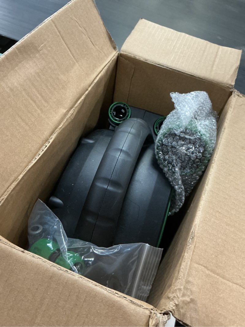 Condition photo showing New/Like New for 1/2" x 50ft retractable garden hose reel?with 10 patterns spray nozzle?portable heavy duty garden hose holder for garden watering?car & patio washing?pet cleaning?green? green 50ft