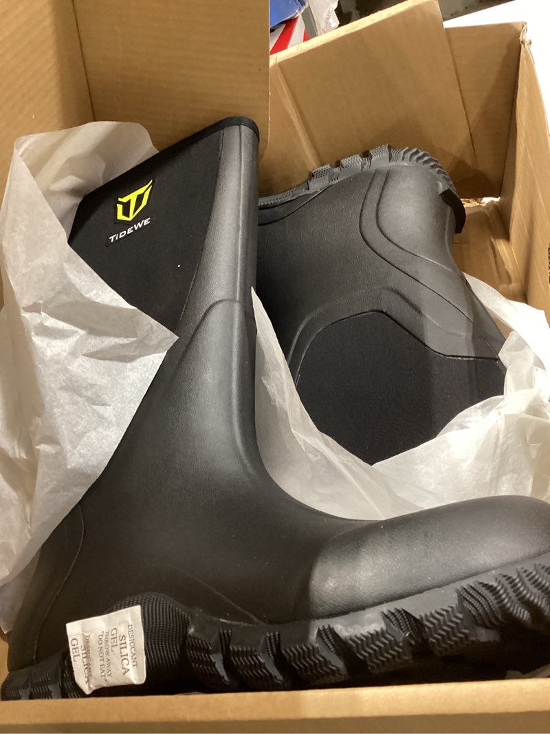 Condition photo showing Good Condition for TIDEWE Rubber Boots for Men Multi-Season, Waterproof Rain Boots with Steel Shank, 6mm Neoprene Sturdy Rubber Outdoor Hunting Boots (Black, Brown, Next Camo G2) Black 10