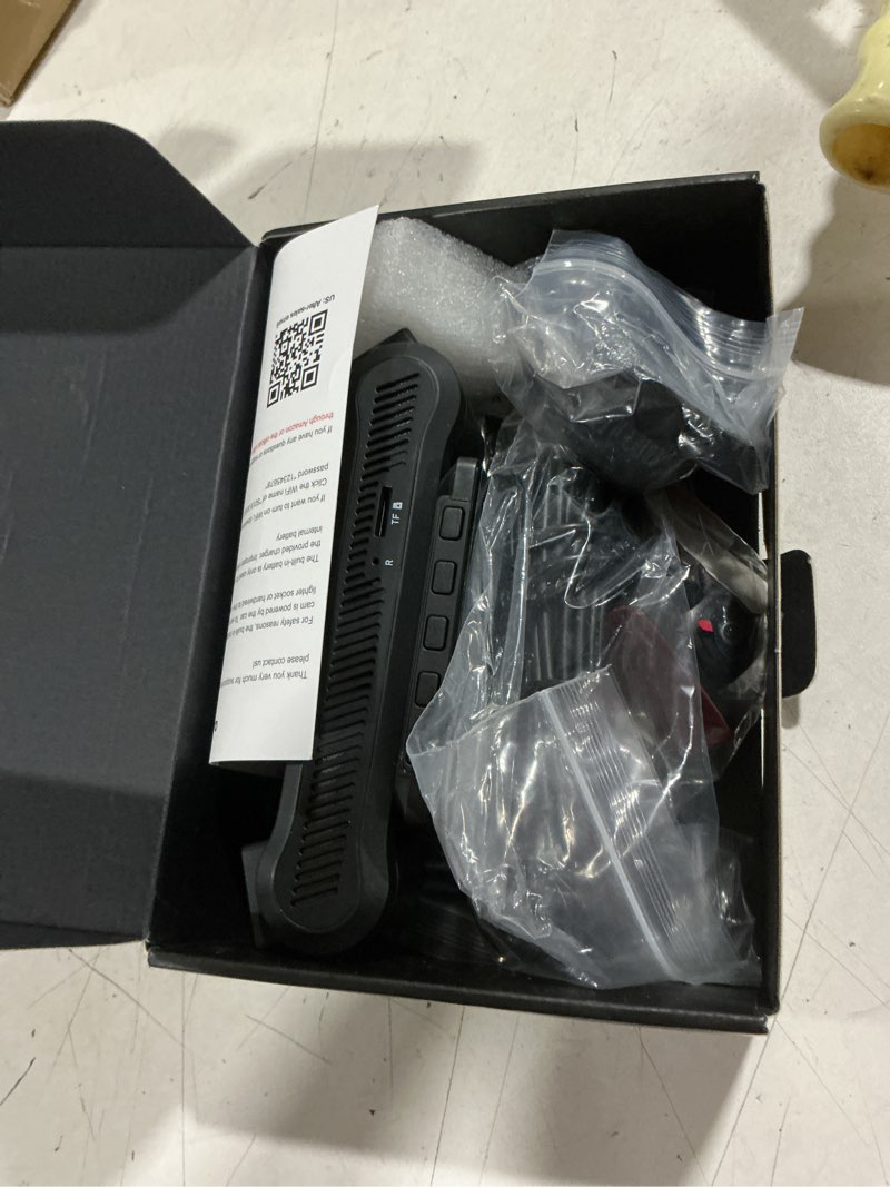 Condition photo showing As Is for 4 channel 2.5k dash cam front rear left right, 170° wide angle car dash camera with 5ghz wifi & app control, g-sensor, super night vision, 24h parking monitor, loop recording, 64gb sd card included