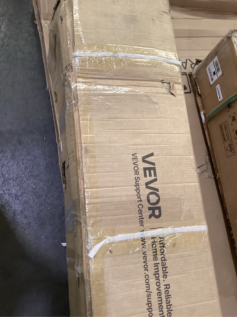 Condition photo showing As Is for vevor 52 in tow behind lawn sweeper, 26 cu.ft. large yard sweeper, adjustable sweeping height, heavy duty leaf & grass collector with dumping rope, pull behind sweepers for debris grass clippings 52 inch