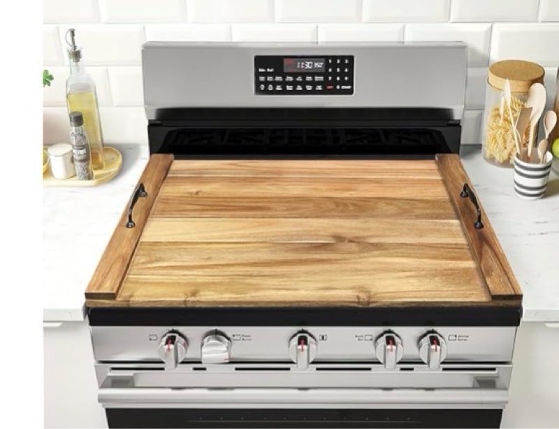 wood stove top cover noodle board for electric stove and gas stove with handles