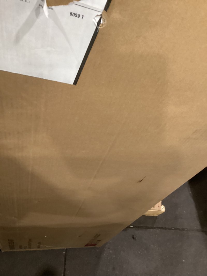 Condition photo showing As Is for Avenco Solid Wood Platform Bed Frame with Headboard, 12 Inch Bed Frame Full Size, Sturdy Wood Slat Support, No Box Spring Needed, Easy Assembly vertical line headboard Full Natural Oak