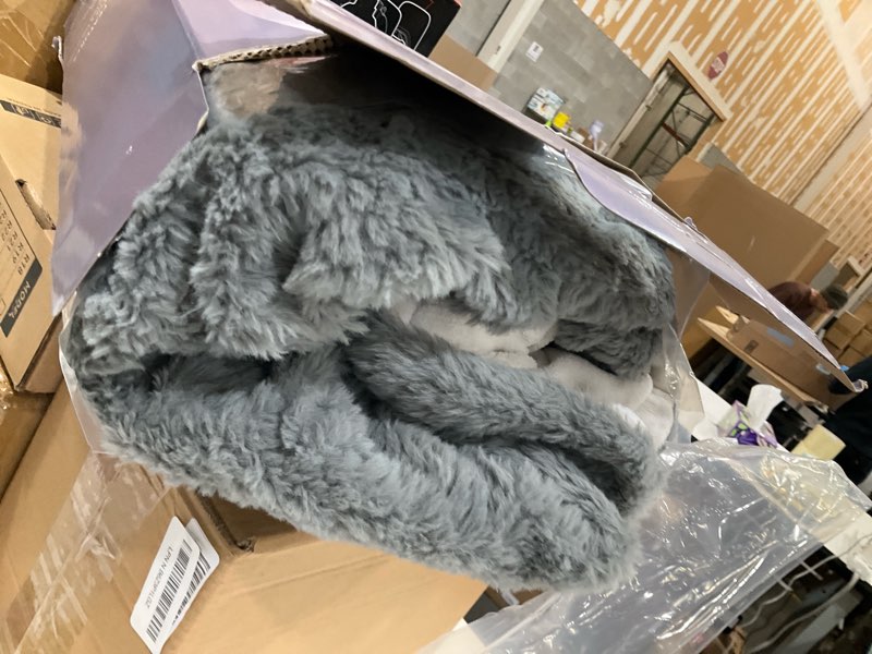 Condition photo showing As Is for Heated Blanket Electric Blanket,Cozy Faux Rabbit Fur & Soft Flannel Warm Heater Throw Blanket with 5 Fast Heating Levels &10Hours Auto-Off Over-Heat Protection?50" x 60" (Grey)