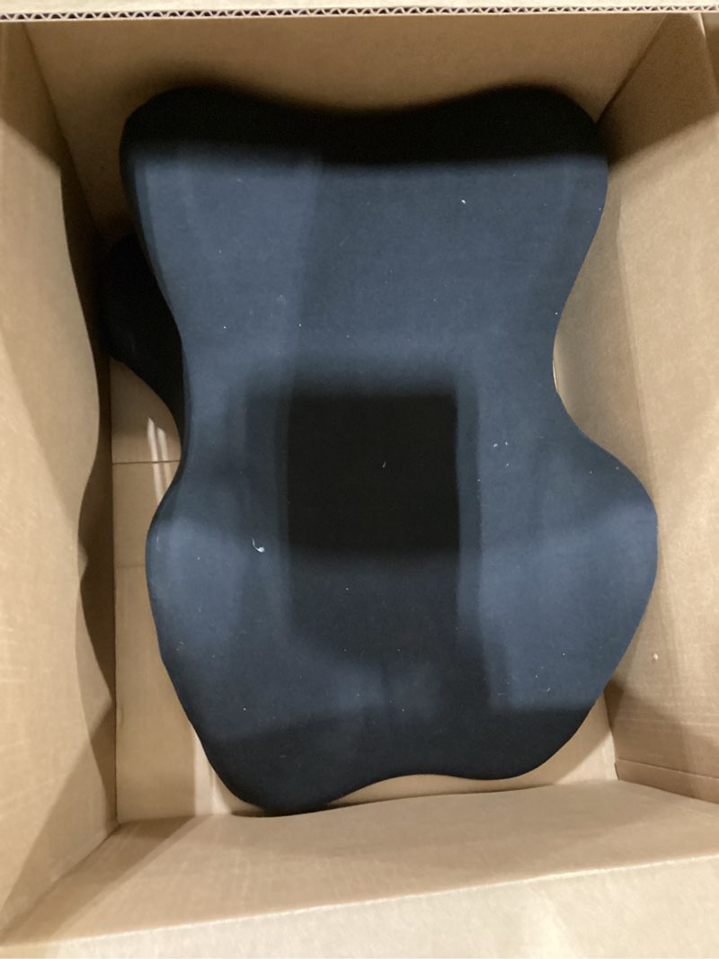 Condition photo showing As Is for memory foam ergonomic lumbar support and back cushion