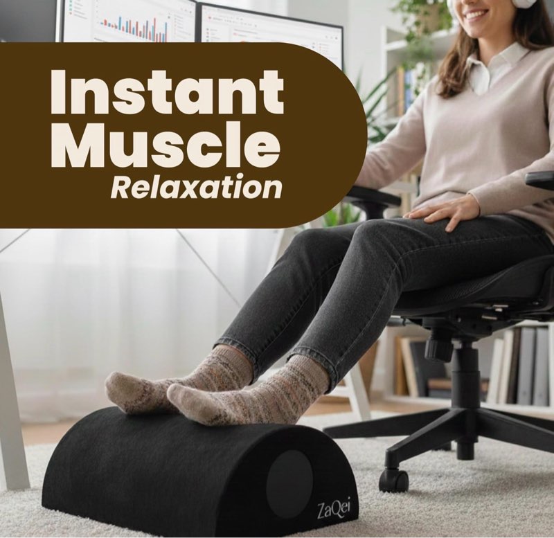 Zaqei Foot Rest Under Desk Ergonomic Velvet Footstool with Massage Roller Improves Posture Relieves Plantar Fasciitis Reduces Fatigue for Office Home Gaming Adjustable Non Slip Washable Cover