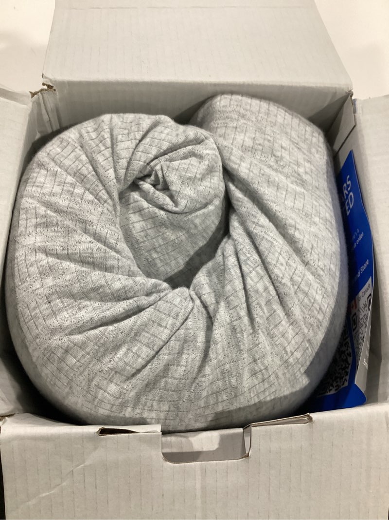 Condition photo showing As Is for 5 stars united knee pillow for back sleeping – memory foam cushion for sciatica pain relief – under leg support for sleeping on back – large half moon bolster for bed, natural gray with cotton cover natural gray large