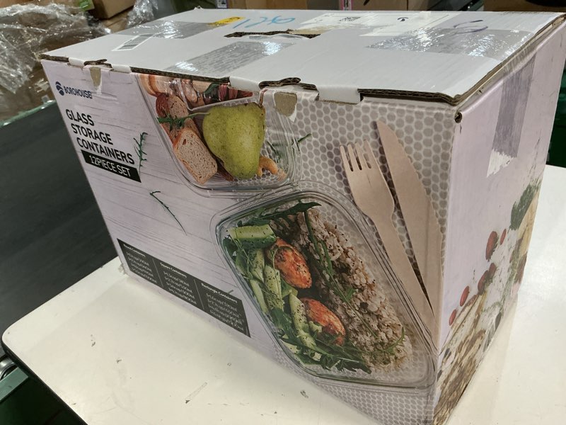 Condition photo showing New/Like New for 12-pack glass containers with tempered lids – borosilicate, oven-safe(-4°f~950°f), airtight, bpa-free, multi-size for meal prep, dishwasher safe (gray)