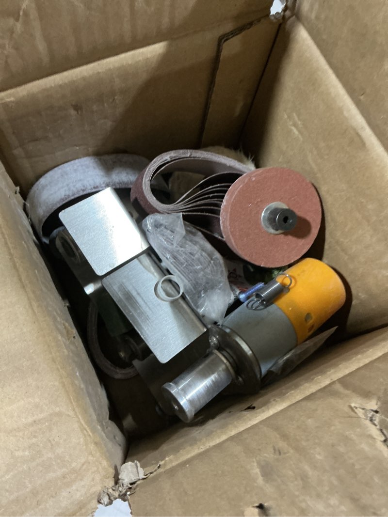 Condition photo showing As Is for mini belt sander, electric small sander knife making supplies, 7 adjustable speed electric knife sharpener, power belt grinder for woodworking, metal working diy (6.5'' x 6.8'' x 4.8'')