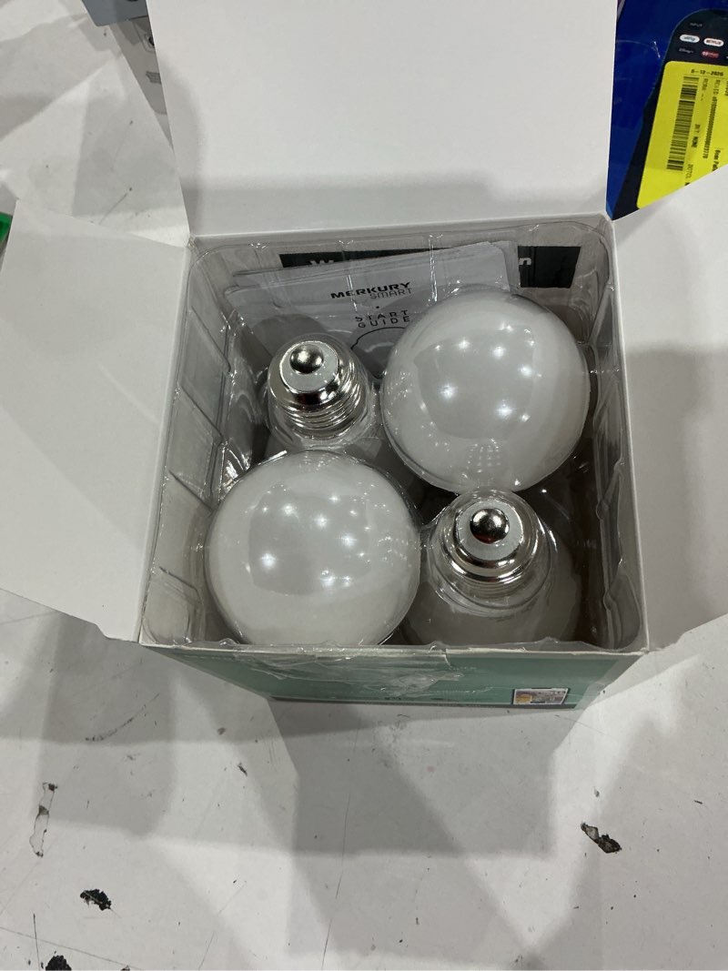 Condition photo showing Good Condition for merkury smart led bulbs - 9w (60w eqv) rgbw dimmable a19 light, e26 base (4-pack)