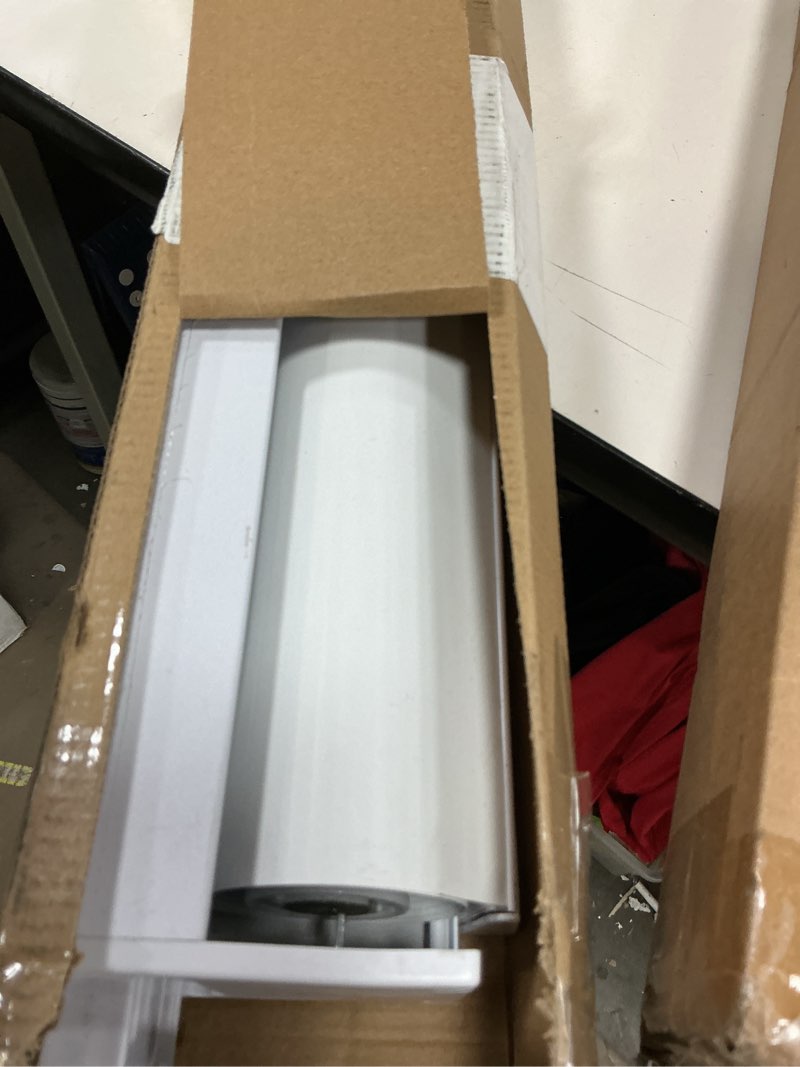 Condition photo showing As Is for AOSKY Blackout Roller Shades Cordless Blinds for Windows, Free-Stop Shades with Valance, Thermal Insulated Fabric, UV Protection, Natural Woven Blinds for Home and Office (34" W x 72" H, White) White 34"W x 72"H