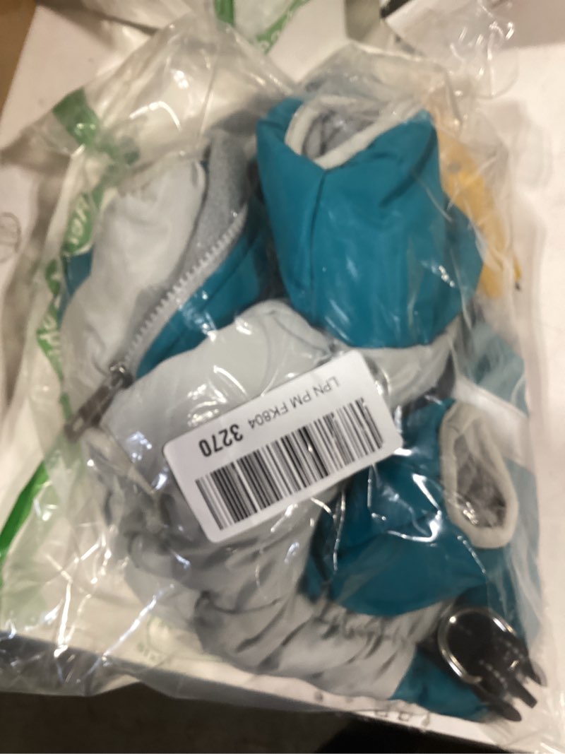 Condition photo showing Good Condition for AOFITEE Fullbody Dog Coat Warm Fleece Dog Jacket, Windproof Dogs Winter Coat with Harness Built in, Reflective Turtleneck Dogs Snowsuit Puffer Jacket, Four Legged Snow Suit for Small Medium Large Pet Turquoise Small