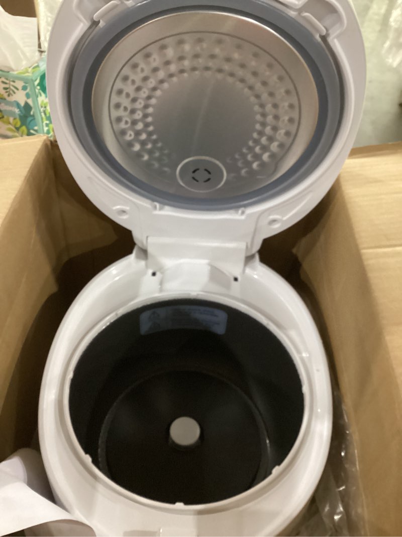 Condition photo showing As Is for  NOT TESTED missing parts CUCKOO Micom Rice Cooker 6-Cup Uncooked / 12-Cup Cooked with Nonstick Inner Pot, Versatile Rice Maker with 9 Menu Options, Fuzzy Logic Technology, Auto Clean, Quick Rice Mode, White (CR-0675FW) WHITE 6 CUP