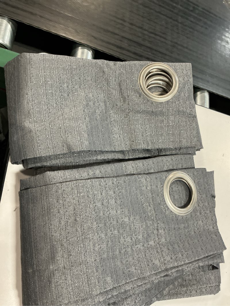 Condition photo showing Good Condition for sun zero soho 2-pack blackout energy efficient grommet curtain panel pair, 54" x 84", gray