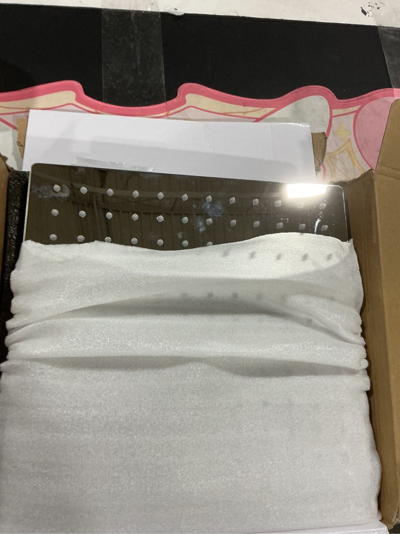 Condition photo showing As Is for All Metal 12'' Rain/Rainfall Shower Head with Handheld Spray Combo, High-Pressure Square Shower Head with 13'' Extension Arm, Dual Chrome Shower Heads with 78'' Hose, Waterfall Showerhead