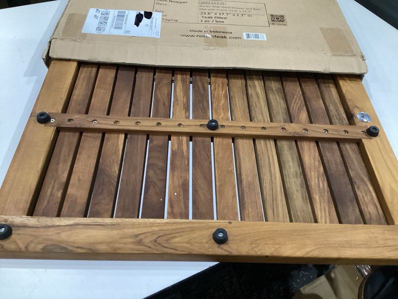 Condition photo showing Good Condition for Nordic Style Teak Wood Oiled Framed Shower and Bath Mat 23.6  x 17.7