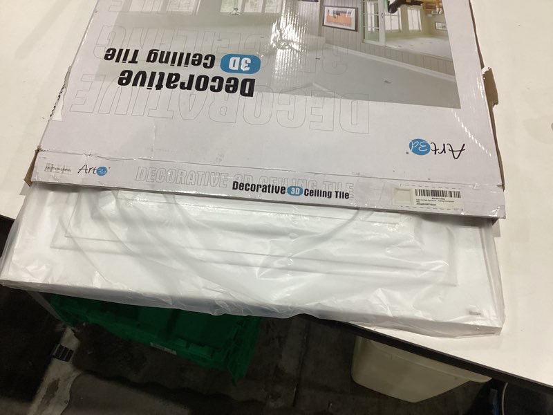 Condition photo showing New/Like New for Art3d 12-Pack Square Drop Ceiling Tile 2ft x 2ft in White, PVC Ceiling Panel 24 x 24in. - Compatible with 15/16" Drop Ceiling Grid System 24*24 White 12