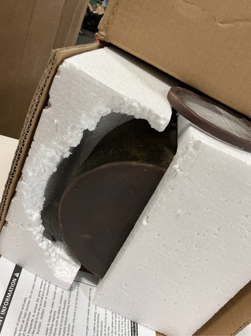 Condition photo showing As Is for Sunnydaze Winding Showers Tabletop Water Fountain - 14 Inch Relaxing Indoor Desktop Water Fountain with LED Lights - Office, Bedroom, Living Room