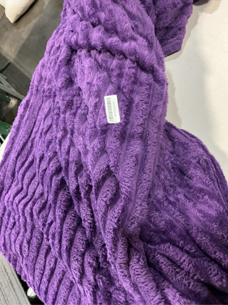 Condition photo showing Good Condition for Bedsure GentleSoft Purple California King Size Blanket for Couch - Cozy Soft Blankets for Women, Cute Small Fleece Throws for Girls, Birthday Gifts for Women, 102x96 Inches Purple California King (102" x 96")
