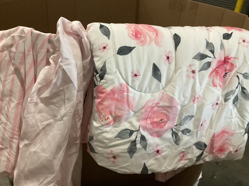 Condition photo showing Good Condition for phf 4 piece toddler bedding set, ultra soft toddler comforter sets include comforter, fitted sheet, flat top sheet and pillowcase for girls, floral bed in a bag for baby bedroom, floral