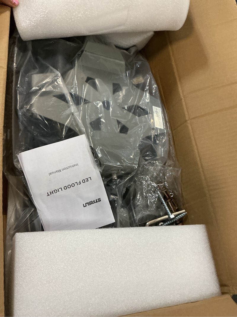 Condition photo showing As Is for stasun led flood light outdoor, 300w 27000lm outdoor lighting with 330° lighting angle, 5000k, 3 adjustable heads, ip66 waterproof led exterior security area lights for yard, stadium, parking lot daylight white 300w