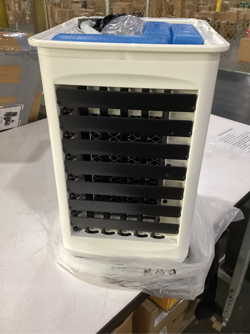 Condition photo showing As Is for not tested portable air conditioners, [2.5 gal] fast cooling evaporative air cooler, 60w quiet portable ac unit w/remote & timer, 4-in-1 swamp cooler, windowless air conditioners fan for bedroom dorm garage