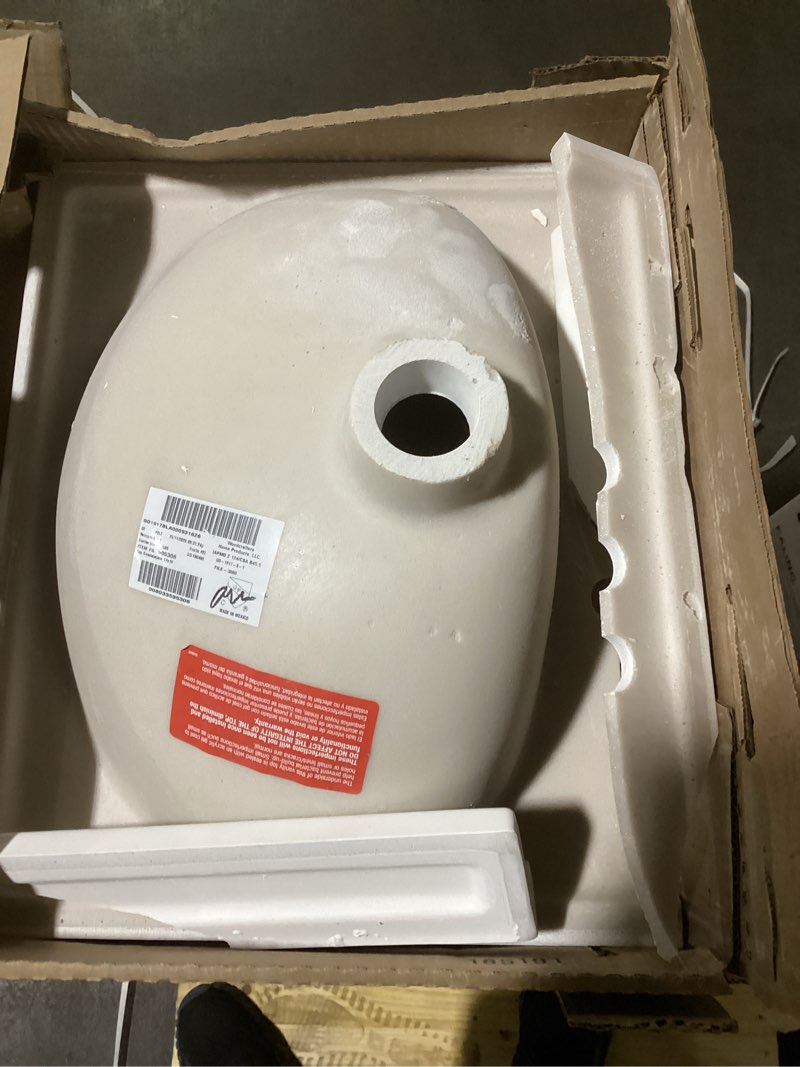Condition photo showing As Is for project source dover 18-in light gray single sink bathroom vanity with white cultured marble top