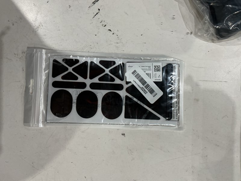 Condition photo showing Good Condition for 9 sheets 96 pcs nylon repair patches self adhesive patch different size and shapes clothes waterproof lightweight clothing fabric repair patch for down jacket, tent clothes, outerwear(black)