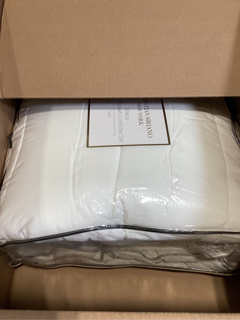 Condition photo showing As Is for christian siriano ny® cotton sateen white king 3 piece comforter set